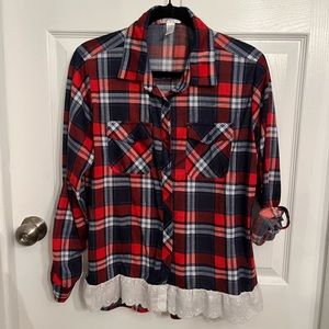 Red white & blue flannel blouse